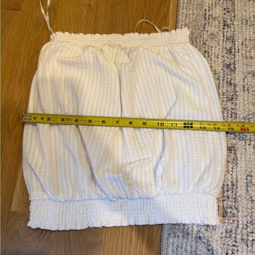 Anthropologie White Textured Crop Top - Picture 3 of 4